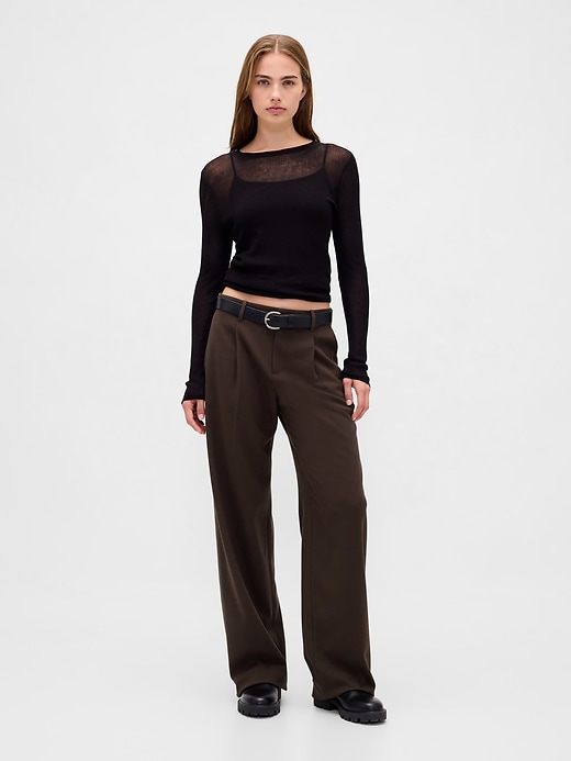 pantalon plissé en sergé brossé taille basse 365