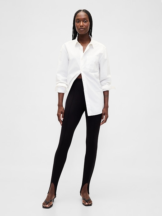pantalon à étriers taille haute en maille double
