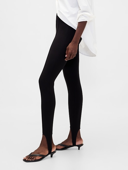 pantalon à étriers taille haute en maille double