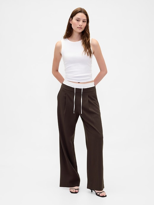 pantalon taille mi-haute à double taille