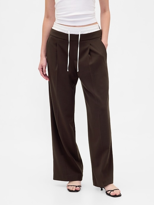 pantalon taille mi-haute à double taille