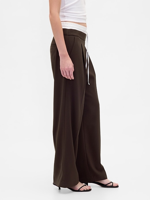 pantalon taille mi-haute à double taille