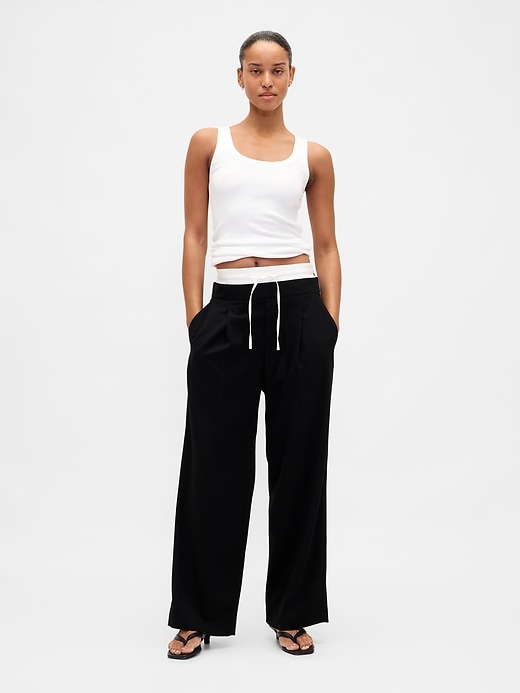 pantalon taille mi-haute à double taille