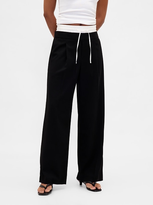 pantalon taille mi-haute à double taille