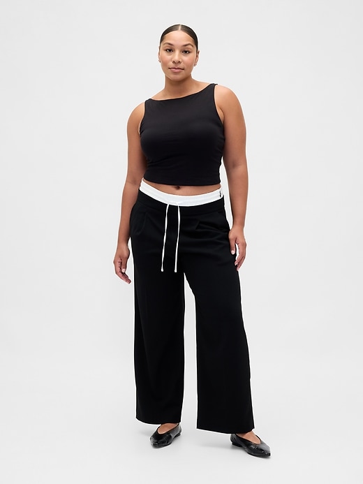 pantalon taille mi-haute à double taille