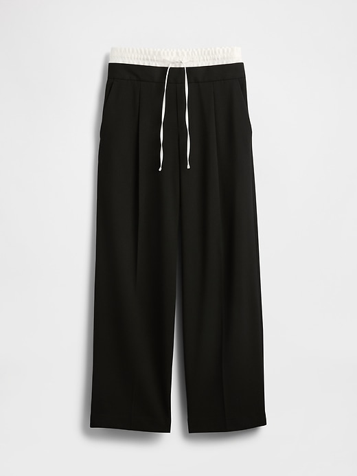 pantalon taille mi-haute à double taille