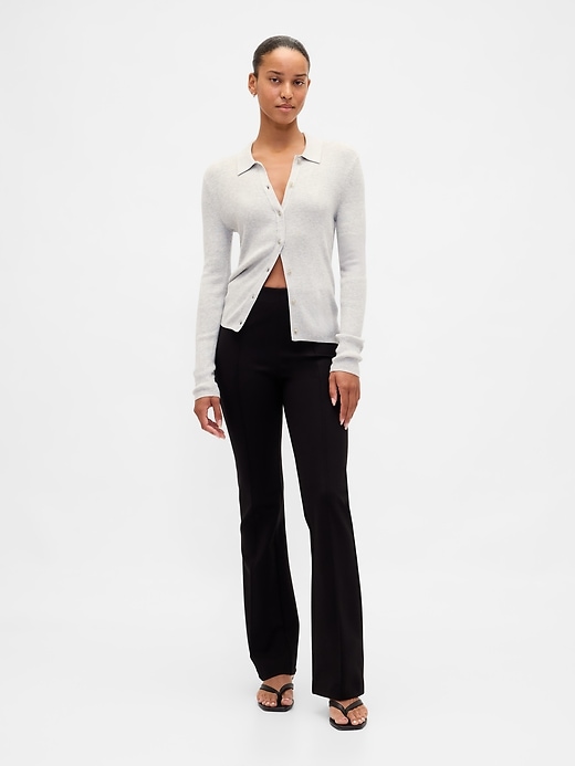 pantalon botte taille haute en maille double