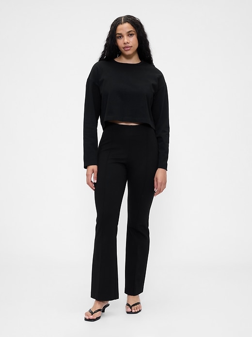 pantalon botte taille haute en maille double