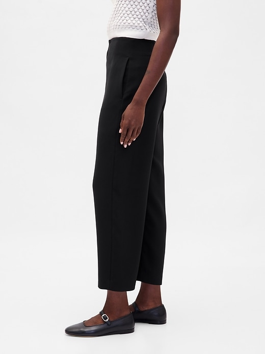 pantalon droit taille haute en sergé à la cheville