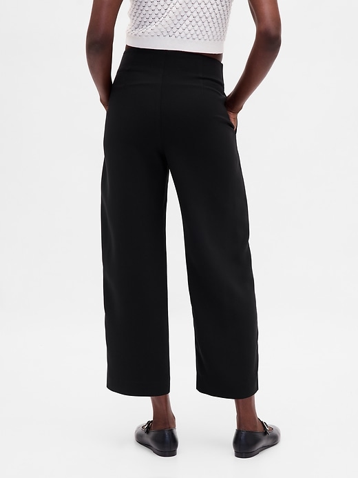 pantalon droit taille haute en sergé à la cheville