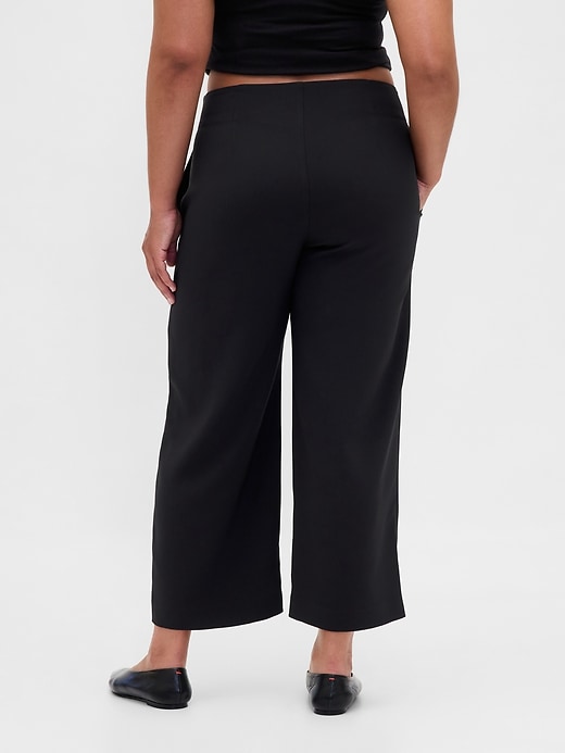 pantalon droit taille haute en sergé à la cheville