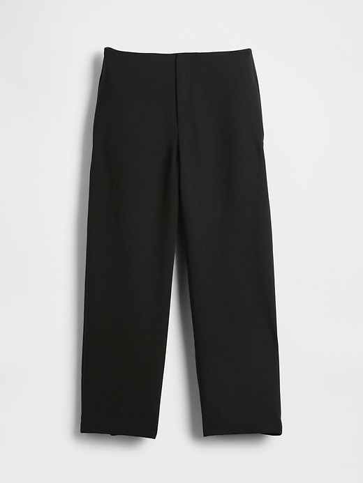 pantalon droit taille haute en sergé à la cheville