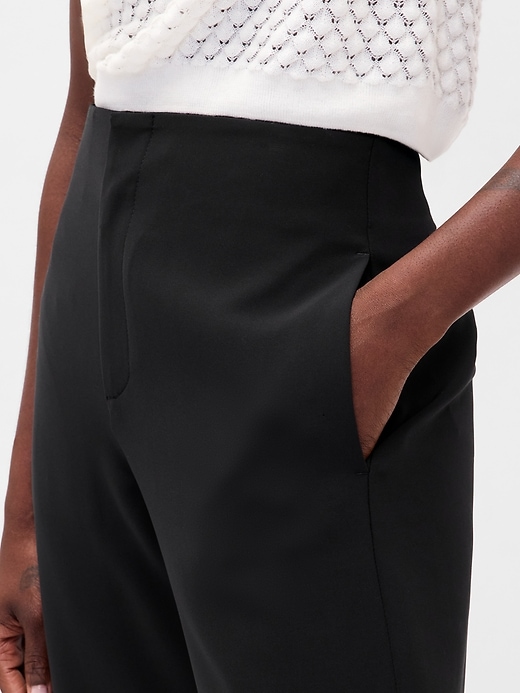 pantalon droit taille haute en sergé à la cheville