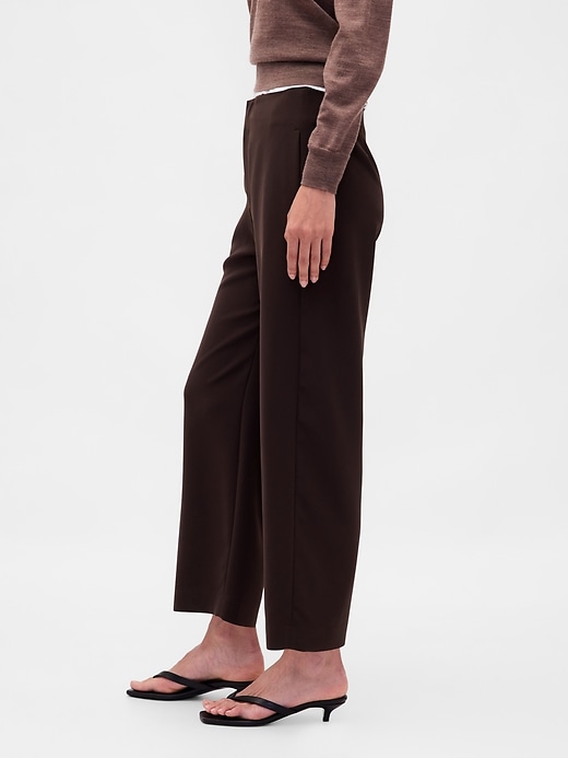 pantalon droit taille haute en sergé à la cheville