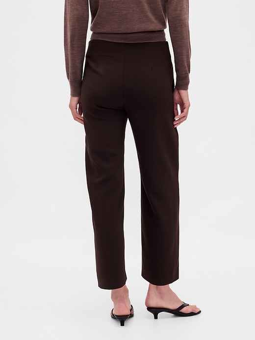 pantalon droit taille haute en sergé à la cheville