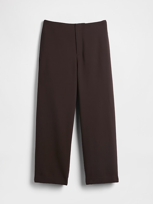 pantalon droit taille haute en sergé à la cheville