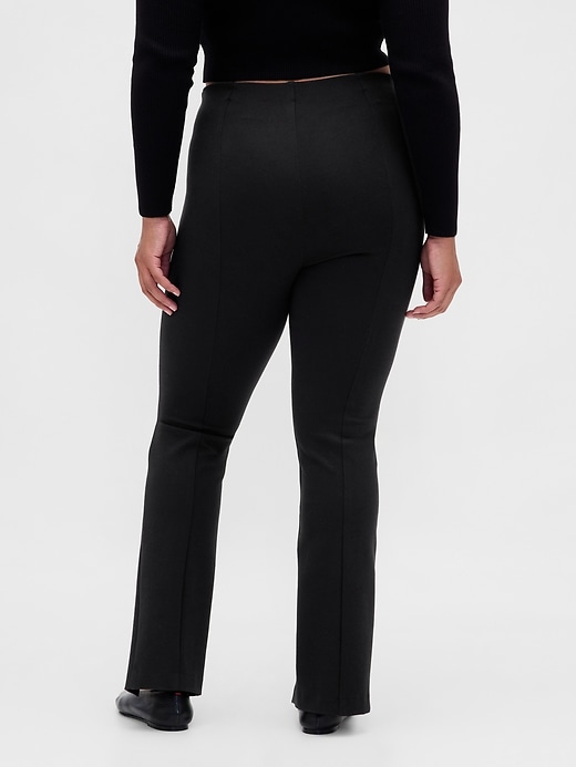 pantalon évasé taille haute en maille double à ourlet fendu