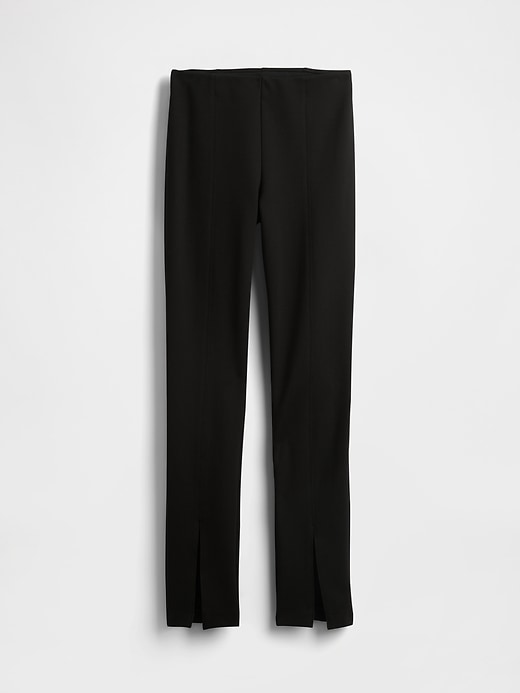 pantalon évasé taille haute en maille double à ourlet fendu