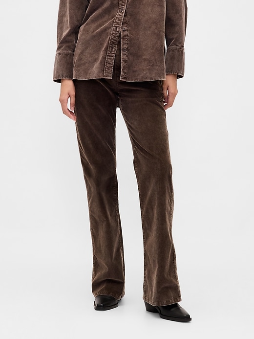 pantalon évasé en velours côtelé taille mi-haute