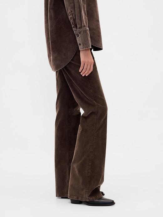 pantalon évasé en velours côtelé taille mi-haute
