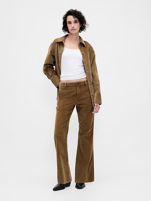 pantalon évasé en velours côtelé taille mi-haute