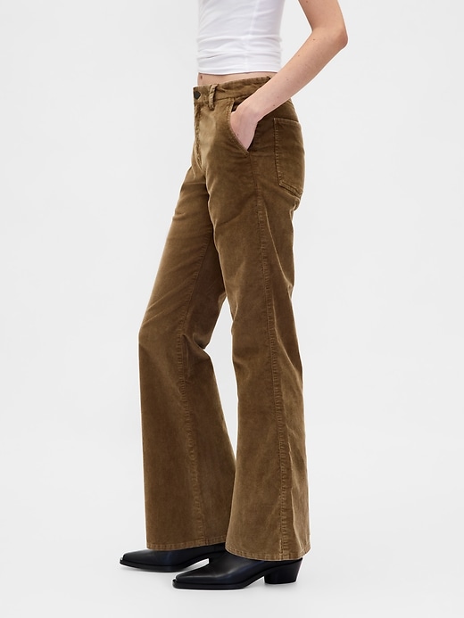 pantalon évasé en velours côtelé taille mi-haute