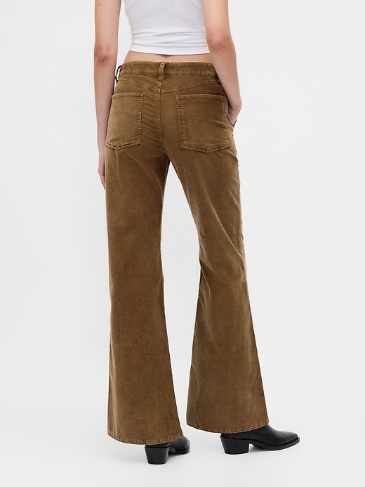pantalon évasé en velours côtelé taille mi-haute