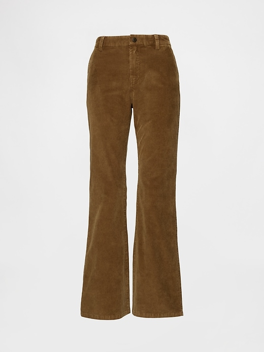 pantalon évasé en velours côtelé taille mi-haute