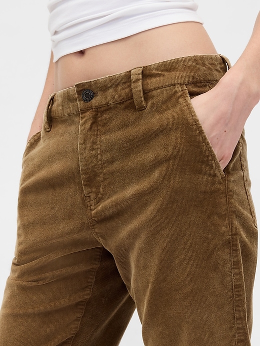 pantalon évasé en velours côtelé taille mi-haute