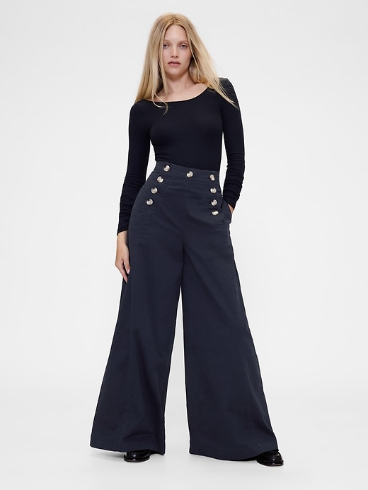 pantalon marin taille haute en sergé gapstudio