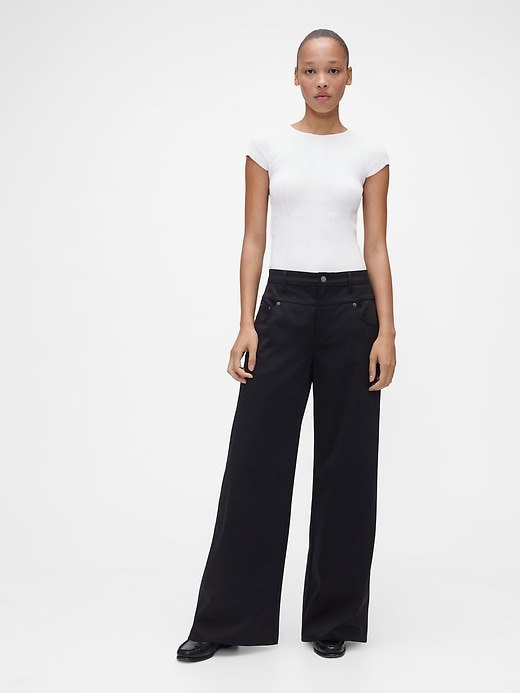 pantalon ample en satin taille basse gapstudio
