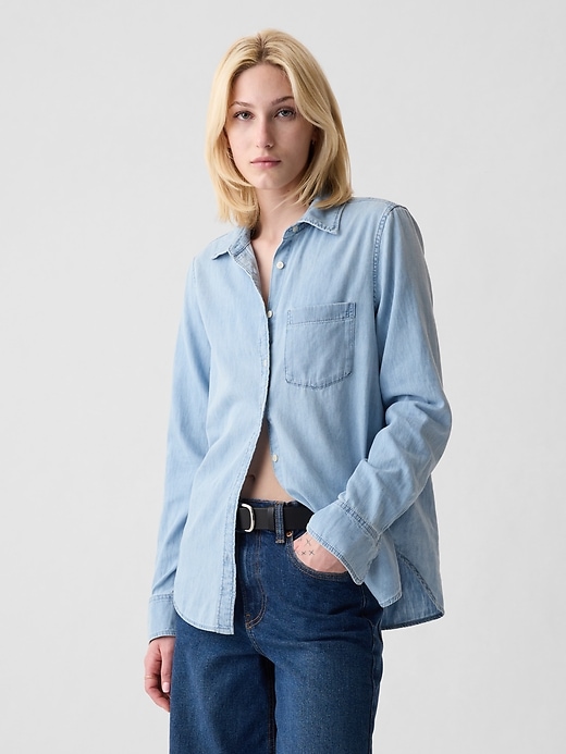 chemise classique en denim de coton biologique