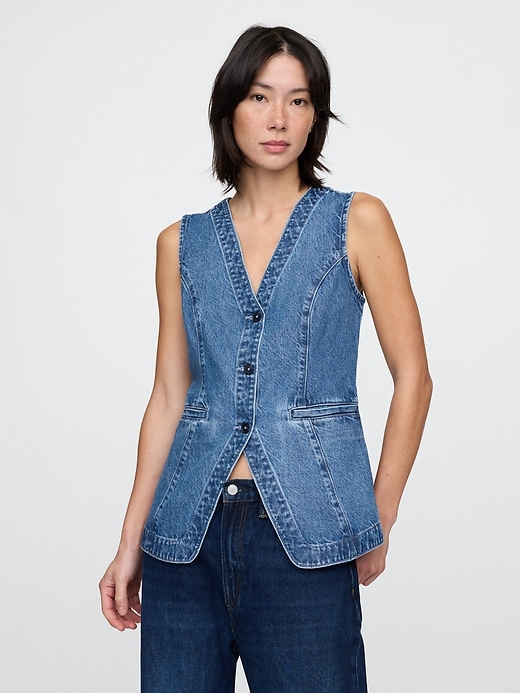 gilet long en denim