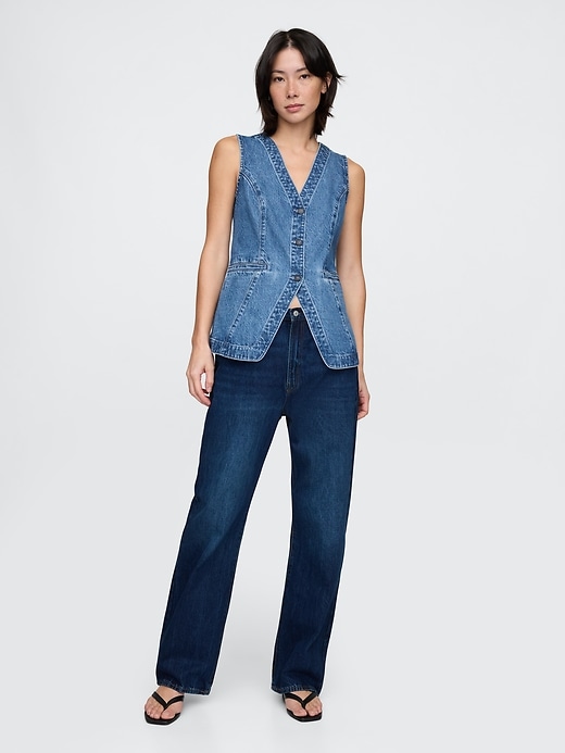 gilet long en denim
