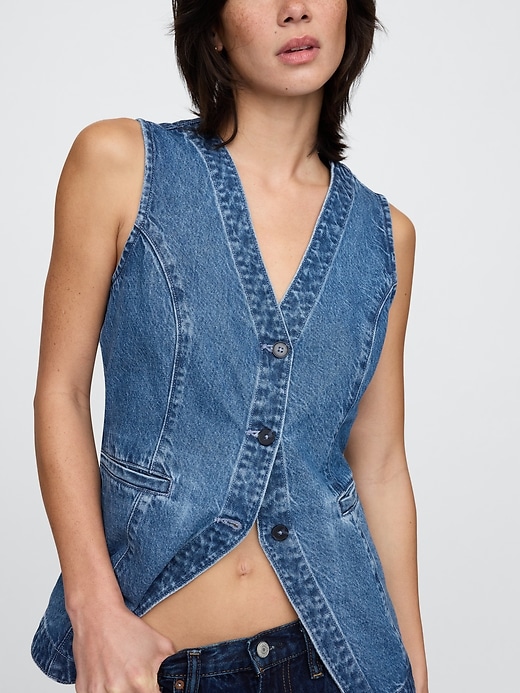 gilet long en denim