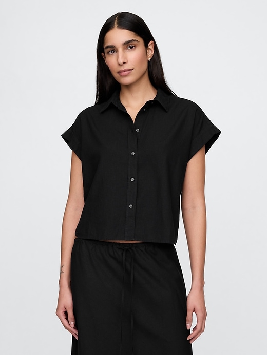 chemise courte en lin mélangé