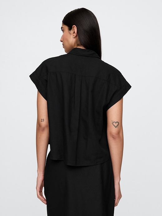 chemise courte en lin mélangé