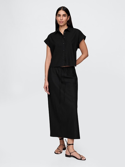 chemise courte en lin mélangé