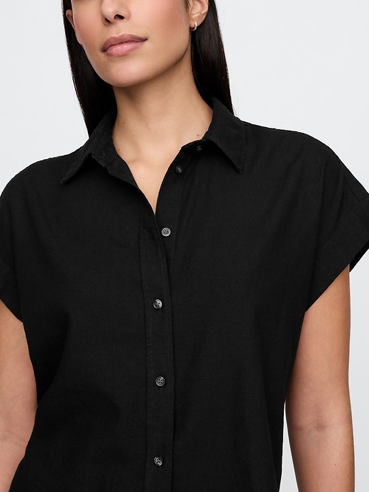 chemise courte en lin mélangé