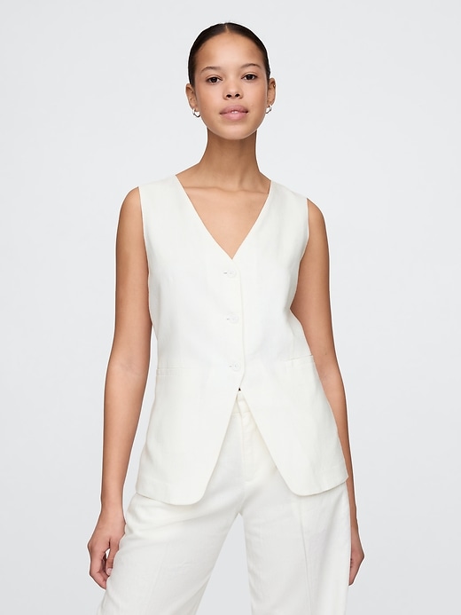 gilet long en lin mélangé