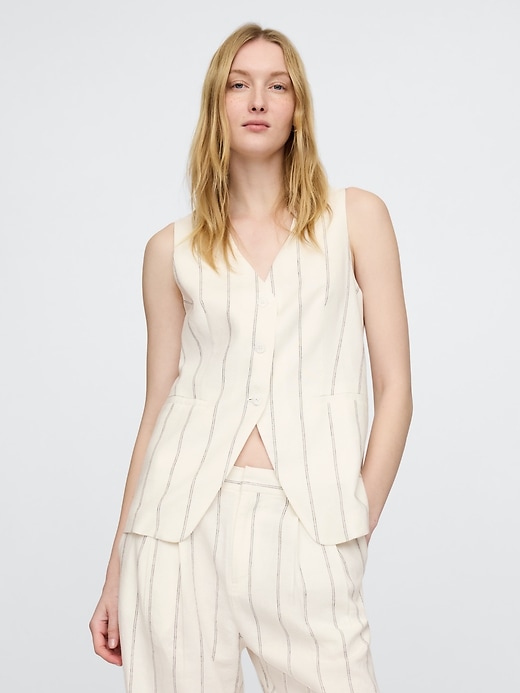 gilet long en lin mélangé