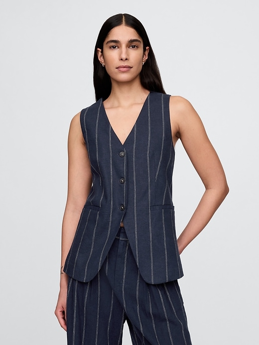 gilet long en lin mélangé
