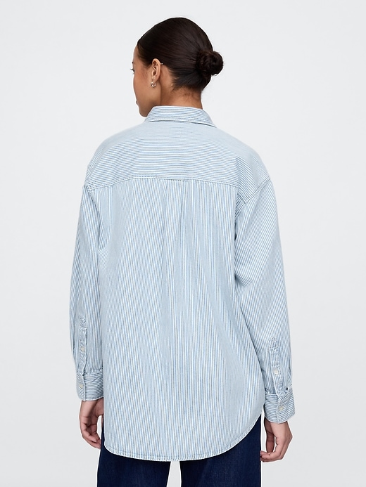 chemise grande taille à rayures en denim