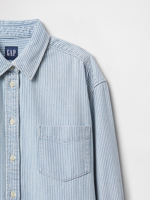 chemise grande taille à rayures en denim