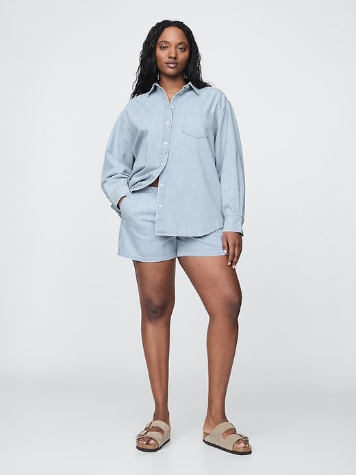 chemise grande taille à rayures en denim