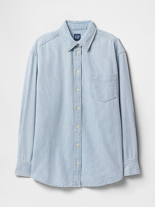 chemise grande taille à rayures en denim