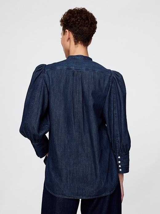 chemise en jean à manches bouffantes gap × hfr par ngai