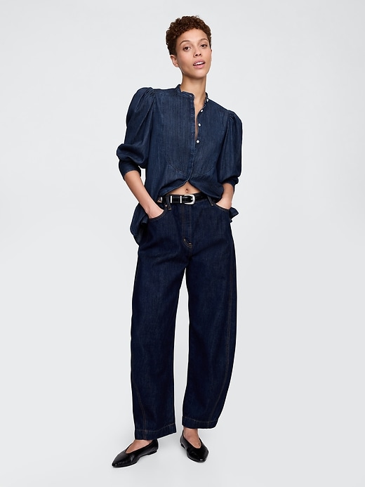 chemise en jean à manches bouffantes gap × hfr par ngai
