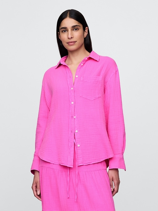 chemise boutonnée en gaze de coton