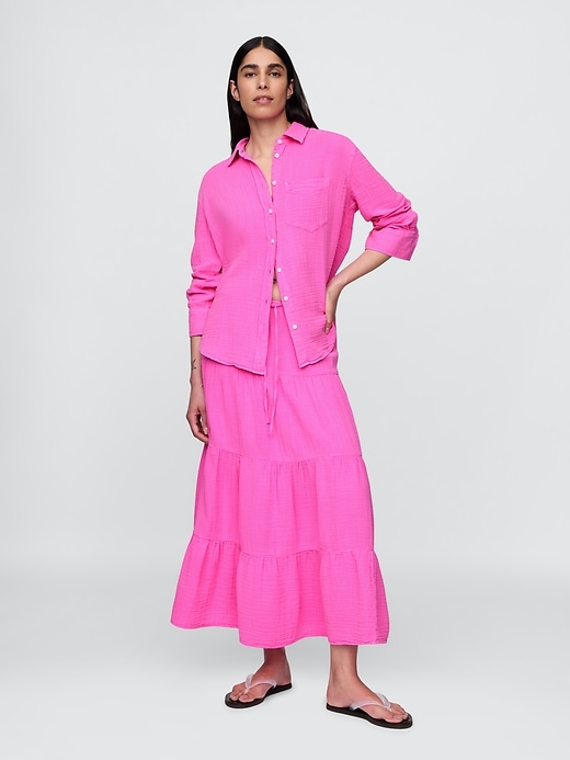 chemise boutonnée en gaze de coton